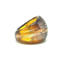 Handmade Glass Acrylic Ring Radiance Silver Luster Amber Infinity Band