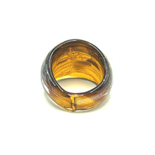 Handmade Glass Acrylic Ring Radiance Silver Luster Amber Infinity Band