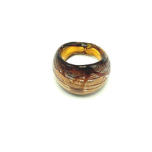 Handmade Glass Acrylic Ring Radiance Silver Luster Amber Infinity Band