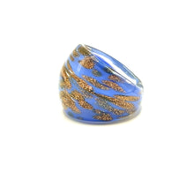 Handmade Glass Acrylic Ring Gilded Opulence Azure Infinity Band