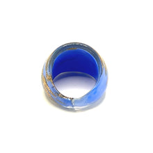 Handmade Glass Acrylic Ring Gilded Opulence Azure Infinity Band