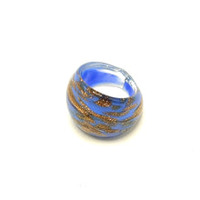 Handmade Glass Acrylic Ring Gilded Opulence Azure Infinity Band