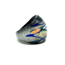 Handmade Glass Acrylic Ring Celestial's Aqua Fusion Infinity Band