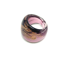 Handmade Glass Acrylic Ring Orchid Golden Radiance Infinity Band