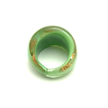 Handmade Glass Acrylic Ring Elegance Golden Sparkled Mint Infinity Band