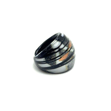 Handmade Glass Acrylic Ring Silver Noir's Radiance Infinity Band
