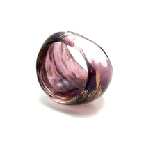 Handmade Glass Acrylic Ring Radiance Orchid Golden Infinity Band