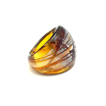 Handmade Glass Acrylic Ring Luster Radiance Amber Silver Infinity Band