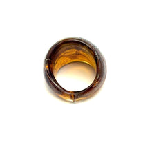 Handmade Glass Acrylic Ring Luster Radiance Amber Silver Infinity Band