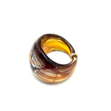 Handmade Glass Acrylic Ring Luster Radiance Amber Silver Infinity Band