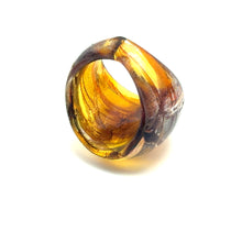 Handmade Glass Acrylic Ring Luster Radiance Amber Silver Infinity Band