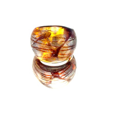 Handmade Glass Acrylic Ring Luster Radiance Amber Silver Infinity Band