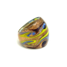 Handmade Glass Acrylic Ring Arabesque's Golden Chromatic Infinity Band