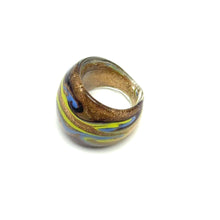 Handmade Glass Acrylic Ring Arabesque's Golden Chromatic Infinity Band