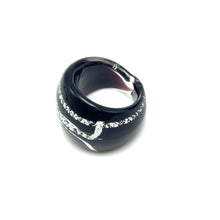 Handmade Glass Acrylic Ring Urban Streak Edge Silver Infinity Band