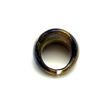 Handmade Glass Acrylic Ring Golden Floral Navy Infinity Band