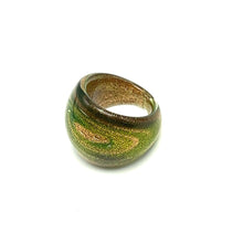 Handmade Glass Acrylic Ring Radiant Golden Celestial Infinity Band