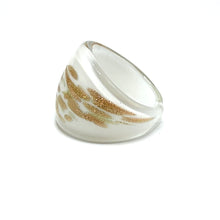 Handmade Glass Acrylic Ring Delightful Gilded Snowfall Infinity Band