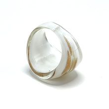 Handmade Glass Acrylic Ring Delightful Gilded Snowfall Infinity Band