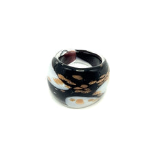 Handmade Glass Acrylic Ring Gilded Elegance Monochromically Infinity Band