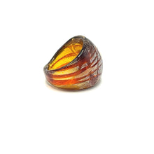 Handmade Glass Acrylic Ring Radiance Amber Luster Silver Infinity Band