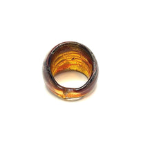 Handmade Glass Acrylic Ring Radiance Amber Luster Silver Infinity Band