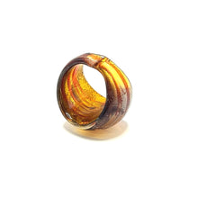 Handmade Glass Acrylic Ring Radiance Amber Luster Silver Infinity Band