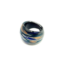 Handmade Glass Acrylic Ring Aqua Fusion with Celestial Infinity Band