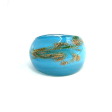 Handmade Glass Acrylic Ring Horizon of Azure Golden Infinity Band