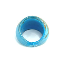 Handmade Glass Acrylic Ring Horizon of Azure Golden Infinity Band