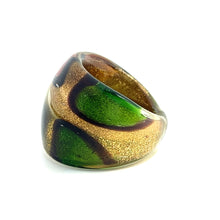 Handmade Glass Acrylic Ring Citrus Foliage Golden Autumn Infinity Band