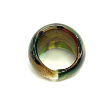 Handmade Glass Acrylic Ring Citrus Foliage Golden Autumn Infinity Band