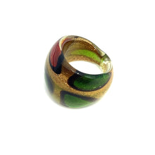 Handmade Glass Acrylic Ring Citrus Foliage Golden Autumn Infinity Band