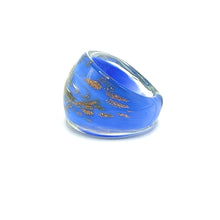 Handmade Glass Acrylic Ring Azure's Opulent Gilded Infinity Band