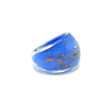 Handmade Glass Acrylic Ring Azure's Opulent Gilded Infinity Band