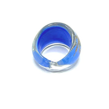 Handmade Glass Acrylic Ring Azure's Opulent Gilded Infinity Band