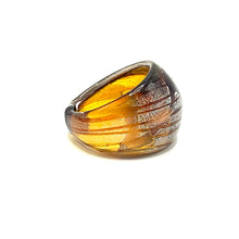 Handmade Glass Acrylic Ring Amber Silver Radiance Luster Infinity Band