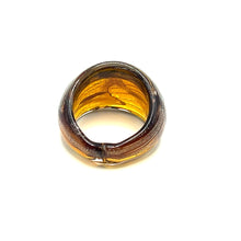 Handmade Glass Acrylic Ring Amber Silver Radiance Luster Infinity Band