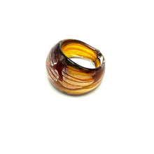 Handmade Glass Acrylic Ring Amber Silver Radiance Luster Infinity Band