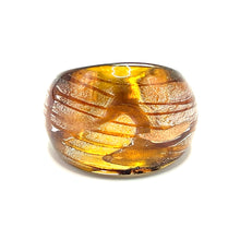 Handmade Glass Acrylic Ring Amber Silver Radiance Luster Infinity Band