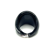 Handmade Glass Acrylic Ring Silver Shadow Veil Noir Infinity Band