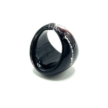 Handmade Glass Acrylic Ring Silver Shadow Veil Noir Infinity Band