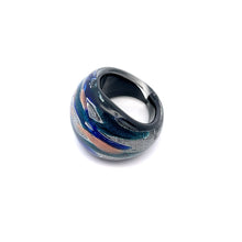 Handmade Glass Acrylic Ring Celestial Fusion with Aqua Infinity Band