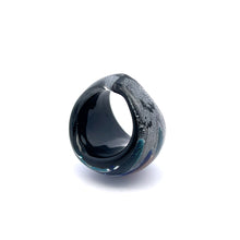 Handmade Glass Acrylic Ring Celestial Fusion with Aqua Infinity Band