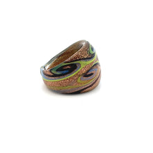 Handmade Glass Acrylic Ring Chromatic Arabesque's Golden Infinity Band