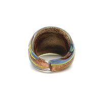 Handmade Glass Acrylic Ring Chromatic Arabesque's Golden Infinity Band