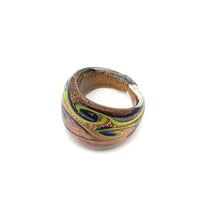 Handmade Glass Acrylic Ring Chromatic Arabesque's Golden Infinity Band