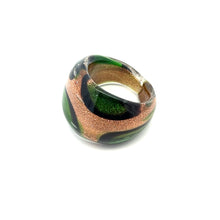 Handmade Glass Acrylic Ring Golden Meadow Blossoming Infinity Band