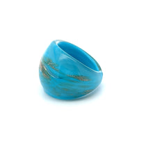 Handmade Glass Acrylic Ring Golden of Azure Horizon Infinity Band