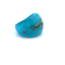 Handmade Glass Acrylic Ring Golden of Azure Horizon Infinity Band